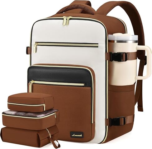 LOVEVOOK Travel Backpack For Women,40L Carry On Backpack Flight Approved,TSA Personal Item Travel Bag Fits 17 Inch Laptop,Business Weekender Overnight Daypack with Toiletry Bag and Cubes in Kuwait