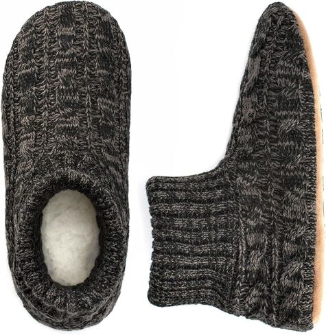 Mens Warm Slipper Socks with Grips, Fuzzy Indoor House Shoes Non-slip Sherpa Lined, Cozy Winter Cabin Slippers for Men Dad Husband Grandpa Boyfriend, Christmas Stocking Stuffers for Adults in Saudi Arabia