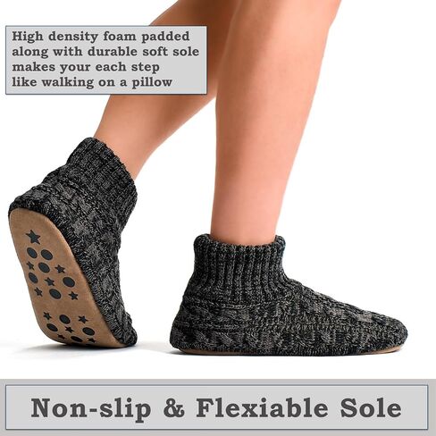 Mens Warm Slipper Socks with Grips, Fuzzy Indoor House Shoes Non-slip Sherpa Lined, Cozy Winter Cabin Slippers for Men Dad Husband Grandpa Boyfriend, Christmas Stocking Stuffers for Adults in Saudi Arabia