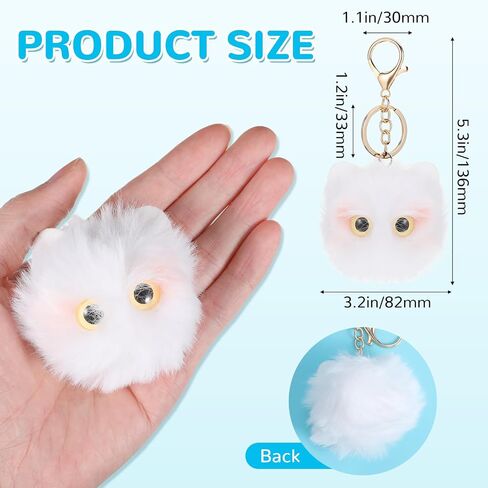 2pcs لطيف القط أفخم سلسلة مفاتيح بوم بوم keychain السلسلة المفتاحية المحشوة بسلسلة مفاتيح الحيوانات كاواي مضحك هدايا لعيد ميلاد عيد الحب عيد الحب (أبيض أسود) in Saudi Arabia