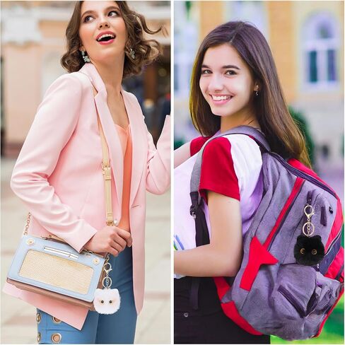 2pcs لطيف القط أفخم سلسلة مفاتيح بوم بوم keychain السلسلة المفتاحية المحشوة بسلسلة مفاتيح الحيوانات كاواي مضحك هدايا لعيد ميلاد عيد الحب عيد الحب (أبيض أسود) in Saudi Arabia