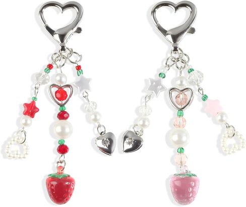 Cute Strawberry Keychain,Y2K Accessories, Kawaii Flower Bag Charms for Women in Saudi Arabia