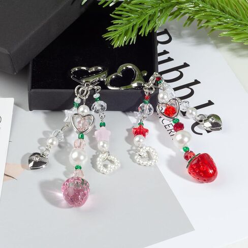 Cute Strawberry Keychain,Y2K Accessories, Kawaii Flower Bag Charms for Women in Saudi Arabia