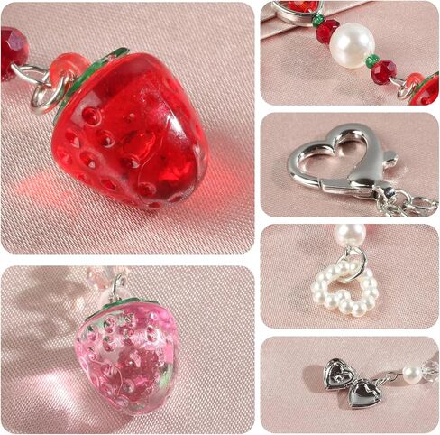 Cute Strawberry Keychain,Y2K Accessories, Kawaii Flower Bag Charms for Women in Saudi Arabia
