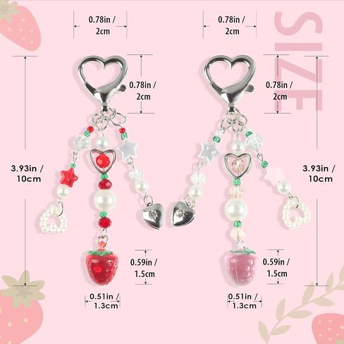 Cute Strawberry Keychain,Y2K Accessories, Kawaii Flower Bag Charms for Women in Saudi Arabia