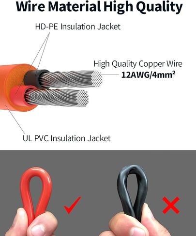 Solar Connector to DC 8mm Adapter Cable, 2M 6FT 12AWG+14AWG Solar Cable with DC8020/7909 for Jackery Explorer 160 240 500 1000 GZ Yeti BLUETTI Portable Power Station, Solar Generator, Solar Panel in Kuwait
