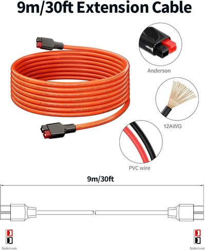 Solar Connector to DC 8mm Adapter Cable, 2M 6FT 12AWG+14AWG Solar Cable with DC8020/7909 for Jackery Explorer 160 240 500 1000 GZ Yeti BLUETTI Portable Power Station, Solar Generator, Solar Panel in Kuwait