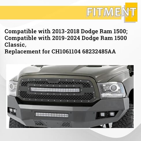 قوس Kuafu Pumper متوافق مع 2013-2024 RAM 1500 استبدال كلاسيكي لـ 68232485AA CH1061104 الصلب الكهربائي الأسود 2pcs in Kuwait