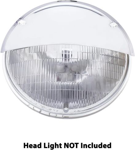 United Pacific 10476 Chrome Half-Moon Shield لـ 7 "المصابيح الأمامية ، الفولاذ المقاوم للصدأ المطلي بالكروم ، بنية متينة-مجموعة واحدة (حزمة 2) in Saudi Arabia