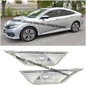 Extreme Online Store Replacement for 2016-2021 Honda Civic JDM Front Bumper Fender Reflector Side Marker Lights Turn Signal Lamps Pair (Crystal Smoke) in Saudi Arabia