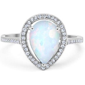 Blue Apple Co. Halo Teardrop Pear Shape محاكاة حلقة زركونيا الزركونيا 925 الفضة الاسترليني اختر اللون in Kuwait