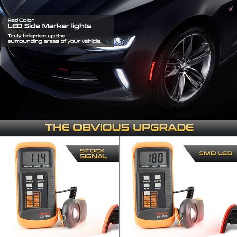 VIPMOTOZ [4-Pieces] Smoke Lens Full Red LED Front + Rear Side Marker Light For 2016-2022 Chevy Camaro, Driver & Passenger Side in Saudi Arabia