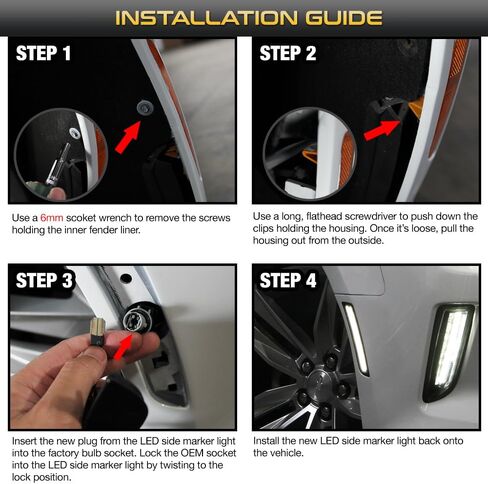 VIPMOTOZ [4-Pieces] Smoke Lens Full Red LED Front + Rear Side Marker Light For 2016-2022 Chevy Camaro, Driver & Passenger Side in Saudi Arabia