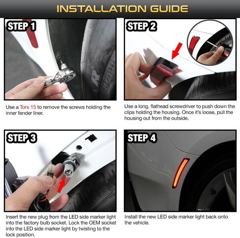 VIPMOTOZ [4-Pieces] Smoke Lens Full Red LED Front + Rear Side Marker Light For 2016-2022 Chevy Camaro, Driver & Passenger Side in Saudi Arabia