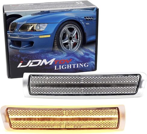 iJDMTOY Semi-Clear Lens Front Bumper Amber Full LED Strip Side Marker Lights Compatible With 1996-2002 BMW Z3 Roadster Convertible, Z3-M Coupe in Saudi Arabia