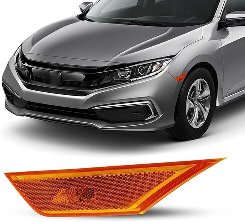 For 2016 2017 2018 2019 2020 2021 Honda Civic Side Marker Light - Driver Side on Honda Civic - Side Marker Light Assembly Includes Lens, Housing and Bulb - For Civic LX EX DX Sport Touring in Saudi Arabia