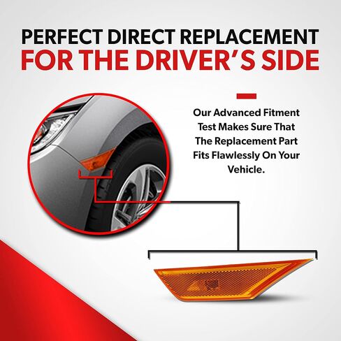 For 2016 2017 2018 2019 2020 2021 Honda Civic Side Marker Light - Driver Side on Honda Civic - Side Marker Light Assembly Includes Lens, Housing and Bulb - For Civic LX EX DX Sport Touring in Saudi Arabia