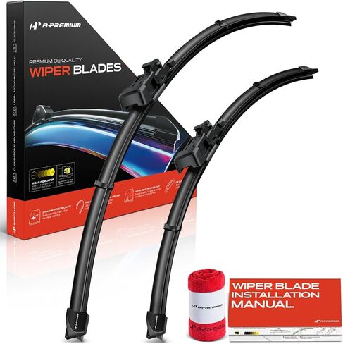 A-Premium Pack of 2 Windshield Wiper Blades with Wear Indicator & Towel - Compatible with BMW X5 2019-2024, X6 2020-2024, X7 2019-2024, XM 2023-2024 - 26" and 20", TLP Connector, Left and Right in Saudi Arabia