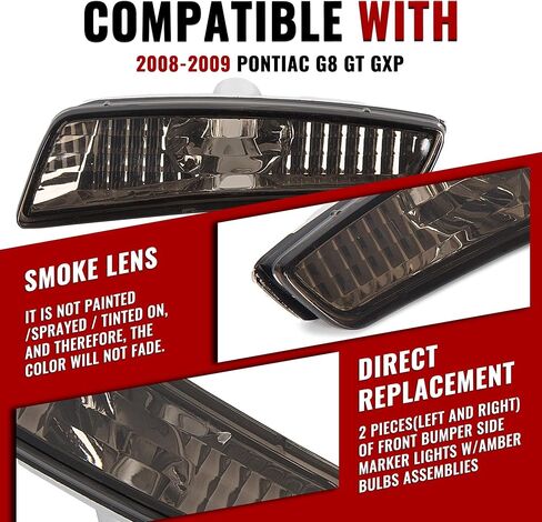 HECASA Pair Side Marker Lights Compatible with 2008-2009 Pontiac G8 GT GXP Bumper Side Markers Lamps Left & Right Side Clear Lens in Saudi Arabia