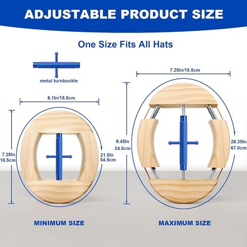 Upgraded 4 Way Hat Stretcher, Wooden Hat Stretcher for Fitted Hats, Stretched Size 6 7/8 to 8 1/2, Hat Stretcher Fits All Kind of Caps - Lever Principle, Heavy Duty Cowboy Hat Stretcher in Saudi Arabia