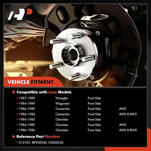 A-Premium 2 X Bront Wheel Bearing and Hub Assembly مع 5-Lug متوافق مع Jeep Wrangler 1987-1989 ، Cherokee 1984-1989 ، Comanche 1986-1989 ، Wagoneer 1984-1989 in Saudi Arabia