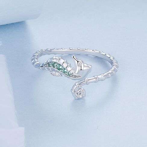 خاتم SHYSNOW TURTLE MERMERID للنساء 925 Sterling Silver Blue Ocean Animal Fish Open Ring Ring Tropical Summer Birthday Jewelry in Kuwait