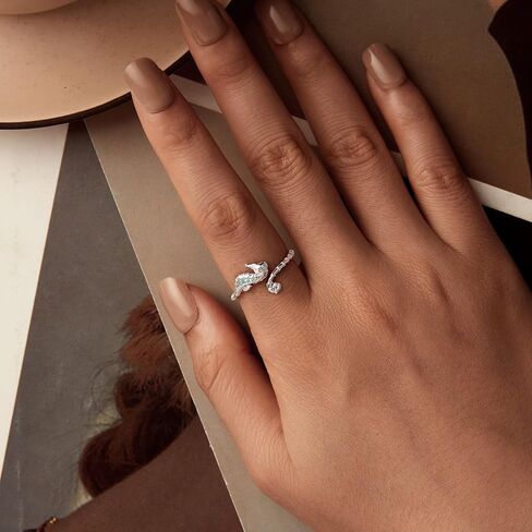 خاتم SHYSNOW TURTLE MERMERID للنساء 925 Sterling Silver Blue Ocean Animal Fish Open Ring Ring Tropical Summer Birthday Jewelry in Kuwait