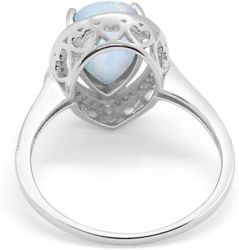 Blue Apple Co. Halo Teardrop Pear Shape محاكاة حلقة زركونيا الزركونيا 925 الفضة الاسترليني اختر اللون in Saudi Arabia