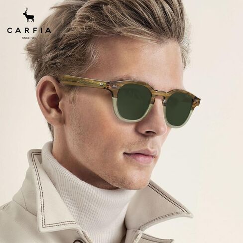 Carfia Retro Cool Atetate Sunglasses للرجال حماية الأشعة فوق البنفسجية المستقطبة ، و Square Square Sunnies Daynies Strendy Eyewears in Saudi Arabia