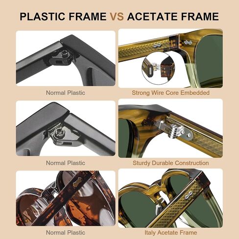 Carfia Retro Cool Atetate Sunglasses للرجال حماية الأشعة فوق البنفسجية المستقطبة ، و Square Square Sunnies Daynies Strendy Eyewears in Saudi Arabia