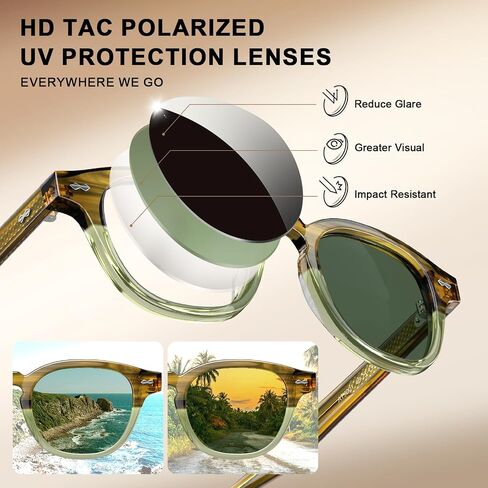 Carfia Retro Cool Atetate Sunglasses للرجال حماية الأشعة فوق البنفسجية المستقطبة ، و Square Square Sunnies Daynies Strendy Eyewears in Saudi Arabia