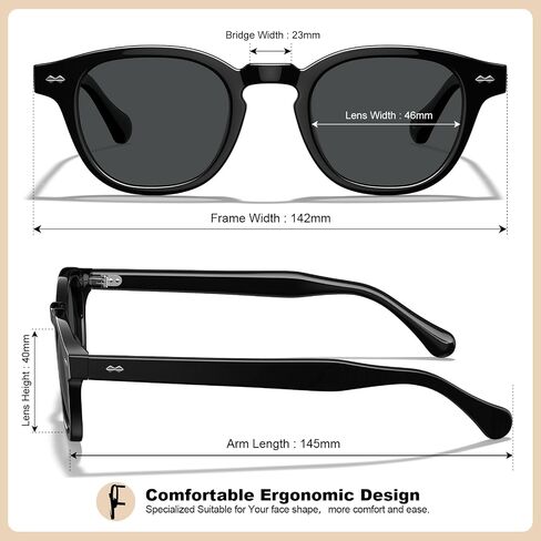 CARFIA Retro Cool Atetate Sunglasses for Men Polarized UV Protection, Keyhole Square Sunnies Driving Shades Trendy Eyewears in Saudi Arabia