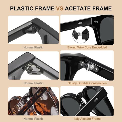 CARFIA Retro Cool Atetate Sunglasses for Men Polarized UV Protection, Keyhole Square Sunnies Driving Shades Trendy Eyewears in Saudi Arabia