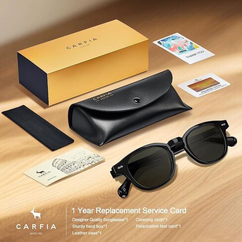 CARFIA Retro Cool Atetate Sunglasses for Men Polarized UV Protection, Keyhole Square Sunnies Driving Shades Trendy Eyewears in Saudi Arabia