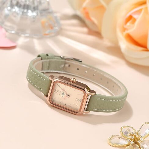 Toocat Women Wrist Watch Watch Mini Ultra-Shein Simple Square Squart Squartes مع حزام جلدي 30 مترًا من الساعات التناظرية المقاومة للماء للطلاب in Kuwait
