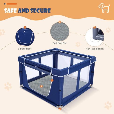 Playpen Dog 42 × 42 بوصة ، Puppy Playpen مع بوابة للجرو والقطط والكلاب الصغيرة والمتوسطة ، و Pet Playpen مع سقف للهواء الطلق والداخل ، والنسيج السميك ، وسياج الكلب الآمن والقوي in Kuwait