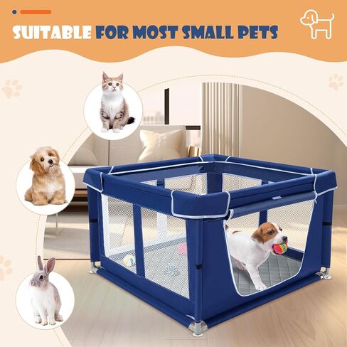 Playpen Dog 42 × 42 بوصة ، Puppy Playpen مع بوابة للجرو والقطط والكلاب الصغيرة والمتوسطة ، و Pet Playpen مع سقف للهواء الطلق والداخل ، والنسيج السميك ، وسياج الكلب الآمن والقوي in Kuwait