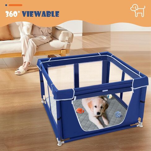 Playpen Dog 42 × 42 بوصة ، Puppy Playpen مع بوابة للجرو والقطط والكلاب الصغيرة والمتوسطة ، و Pet Playpen مع سقف للهواء الطلق والداخل ، والنسيج السميك ، وسياج الكلب الآمن والقوي in Kuwait