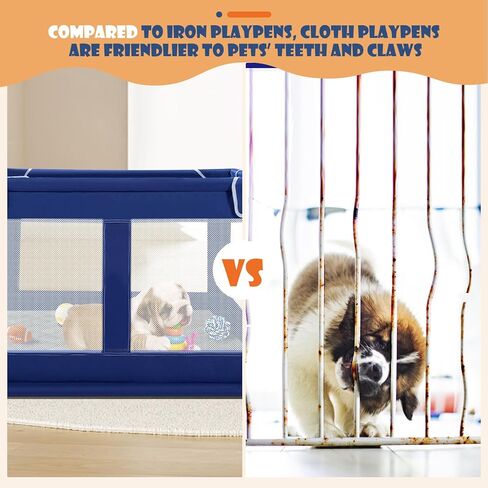 Playpen Dog 42 × 42 بوصة ، Puppy Playpen مع بوابة للجرو والقطط والكلاب الصغيرة والمتوسطة ، و Pet Playpen مع سقف للهواء الطلق والداخل ، والنسيج السميك ، وسياج الكلب الآمن والقوي in Kuwait