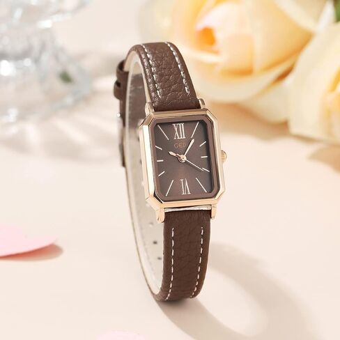 Toocat Women Wrist Watch Watch Mini Ultra-Shein Simple Square Squart Squartes مع حزام جلدي 30 مترًا من الساعات التناظرية المقاومة للماء للطلاب in Kuwait