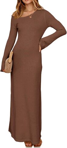 Wenrine Womens Fall Off The Shoulder Bodycon Sweater Dress 2025 Formal Long Sleeve Elegant Cocktail Party Maxi Dresses in Saudi Arabia