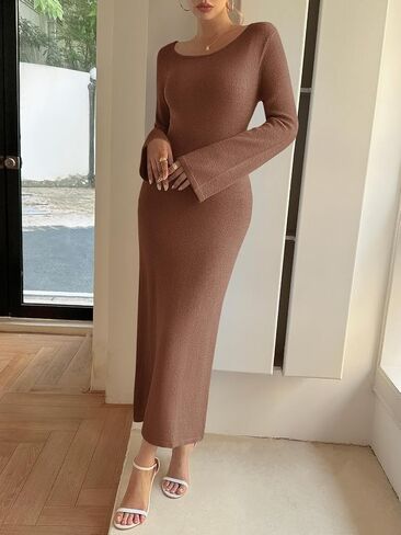 Wenrine Womens Fall Off The Shoulder Bodycon Sweater Dress 2025 Formal Long Sleeve Elegant Cocktail Party Maxi Dresses in Saudi Arabia