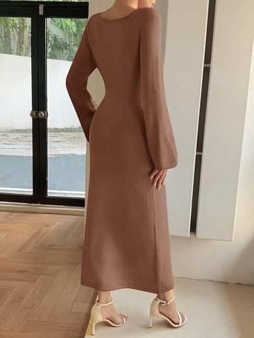 Wenrine Womens Fall Off The Shoulder Bodycon Sweater Dress 2025 Formal Long Sleeve Elegant Cocktail Party Maxi Dresses in Saudi Arabia