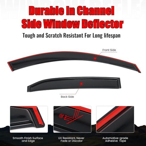 Ikon Motorsports in Channel Window ، متوافقة مع 2007-2011 Toyota Camry ، حراس المطر الدخاني النحيف على الطراز ، وينفرفون الرياح الجانبية 4pcs in Saudi Arabia