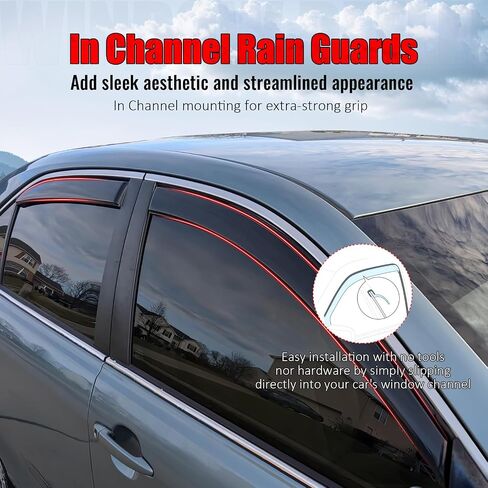 Ikon Motorsports in Channel Window ، متوافقة مع 2007-2011 Toyota Camry ، حراس المطر الدخاني النحيف على الطراز ، وينفرفون الرياح الجانبية 4pcs in Saudi Arabia