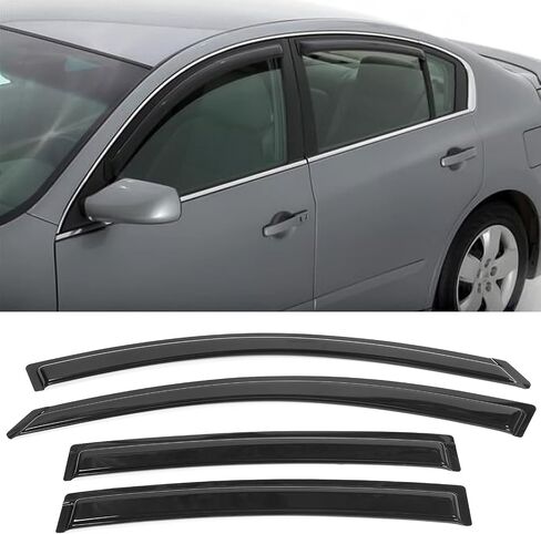 Window Visor Compatible with 2007-2012 Nissan Altima, 4DR Window Visor Car Rain Window Shade Visor Dark Smoke 4PC Acrylic by IKON MOTORSPORTS, 2008 2009 2010 2011 in Saudi Arabia