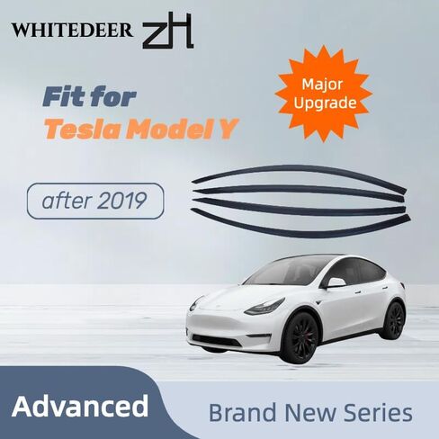 يناسب طراز Tesla Y 2019 2020 2021 2022 2023 2024 نافذة جانبية شمس انحراف المطر Visor Ultra Sleek Carbon Window Window Window Window in Saudi Arabia