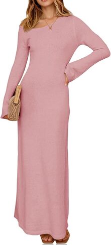 Wenrine Womens Fall Off The Shoulder Bodycon Sweater Dress 2025 Formal Long Sleeve Elegant Cocktail Party Maxi Dresses in Saudi Arabia