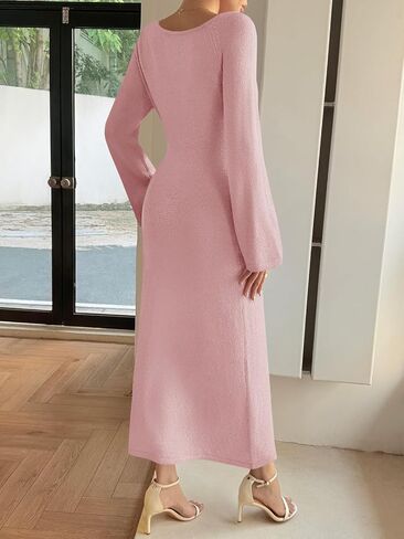 Wenrine Womens Fall Off The Shoulder Bodycon Sweater Dress 2025 Formal Long Sleeve Elegant Cocktail Party Maxi Dresses in Saudi Arabia