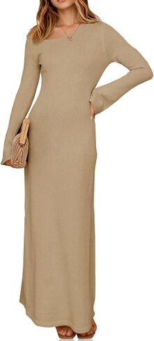 Wenrine Womens Fall Off The Shoulder Bodycon Sweater Dress 2025 Formal Long Sleeve Elegant Cocktail Party Maxi Dresses in Saudi Arabia